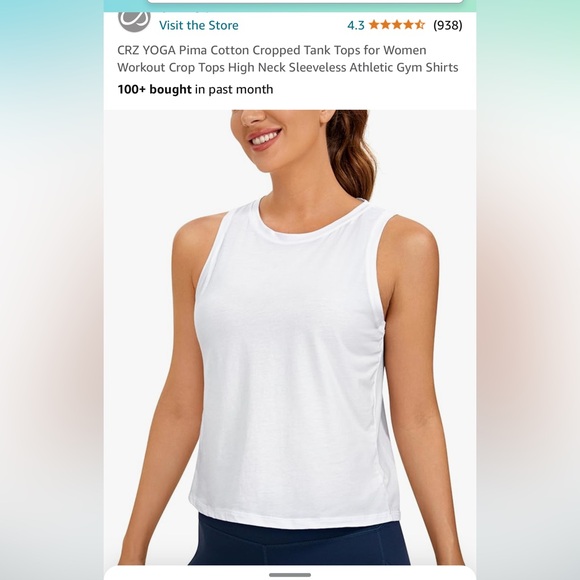 Yoga White High Neck Crop Tank Womens Tank Top CRZ YOGA